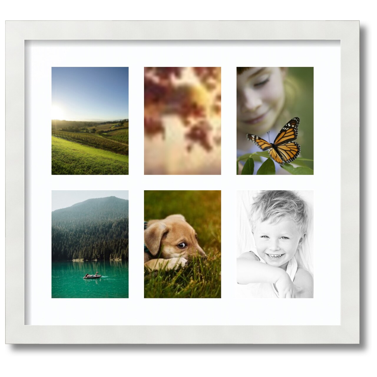 ArtToFrames Collage Photo Picture Frame with 6 - 5x7 inch Openings, Framed in White with Over 62 Mat Color Options and Plexi Glass (CSM-3966-2041)